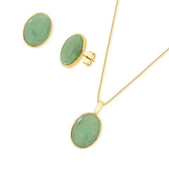 CONJUNTO CLÁSSICOS BÁSICOS DOURADO PEDRA OVAL