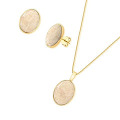 CONJUNTO CLÁSSICOS BÁSICOS DOURADO PEDRA OVAL