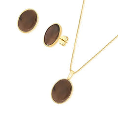 CONJUNTO CLÁSSICOS BÁSICOS DOURADO PEDRA OVAL