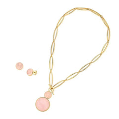 CONJUNTO DOURADO DUAS PEDRAS CABOCHÃO FECHO FRONTAL