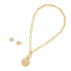 CONJUNTO DOURADO DUAS PEDRAS CABOCHÃO FECHO FRONTAL