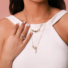 CONJUNTO ZEN DETALHE DOURADO QUATRO PEDRAS