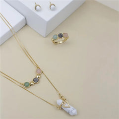 CONJUNTO ZEN DETALHE DOURADO QUATRO PEDRAS