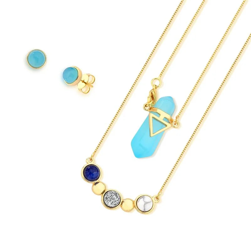 CONJUNTO ZEN DETALHE DOURADO QUATRO PEDRAS