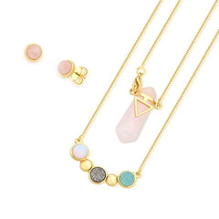 CONJUNTO ZEN DETALHE DOURADO QUATRO PEDRAS
