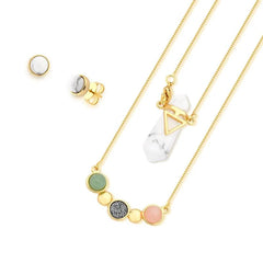 CONJUNTO ZEN DETALHE DOURADO QUATRO PEDRAS