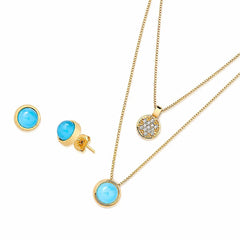CONJUNTO DOURADO COLAR DUPLO DETALHES ZIRCÔNIAS