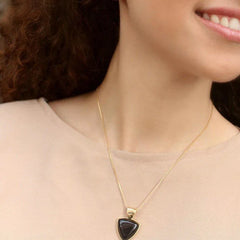 CONJUNTO DOURADO PEDRA CABOCHÃO TRIANGULAR