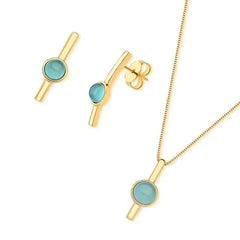 CONJUNTO TREND DOURADO PEDRA NATURAL