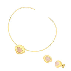 CONJUNTO CURVAS DOURADO COM ARO FINO