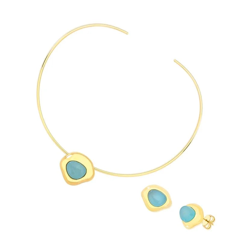 CONJUNTO CURVAS DOURADO COM ARO FINO
