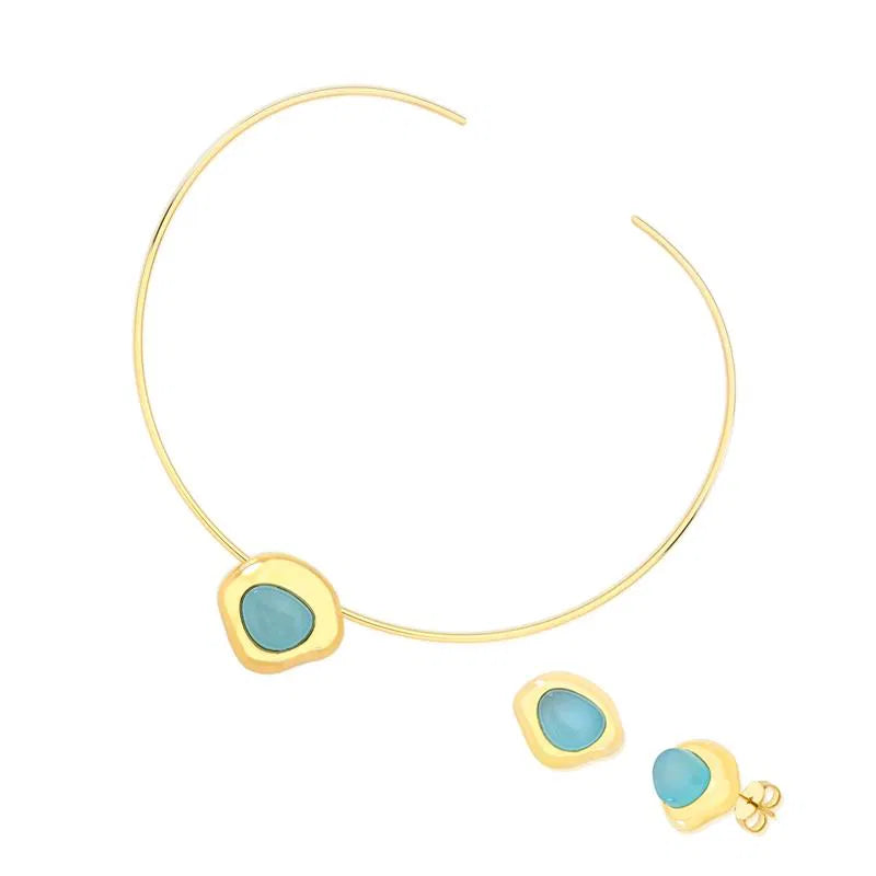 CONJUNTO CURVAS DOURADO COM ARO FINO