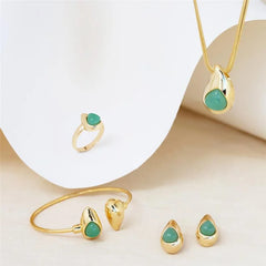 CONJUNTO FORMATO GOTA NEW PEDRA DOURADO