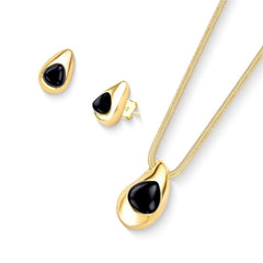 CONJUNTO FORMATO GOTA NEW PEDRA DOURADO