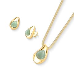 CONJUNTO FORMATO GOTA NEW PEDRA DOURADO