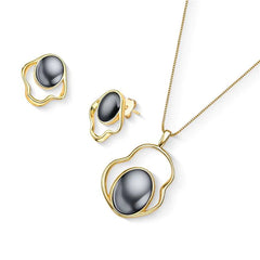 CONJUNTO DOURADO HEMATITA FORMAS ORGÂNICAS