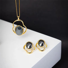 CONJUNTO DOURADO HEMATITA FORMAS ORGÂNICAS