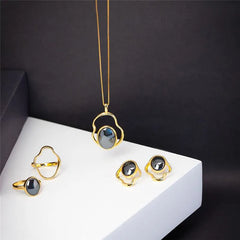 CONJUNTO DOURADO HEMATITA FORMAS ORGÂNICAS