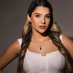 CONJUNTO DOURADO HEMATITA GOTA ALONGADA