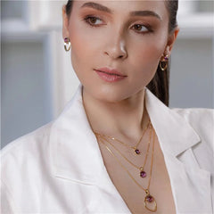 CONJUNTO EM AMETISTA COM DESIGN ELEGANTE DOURADO