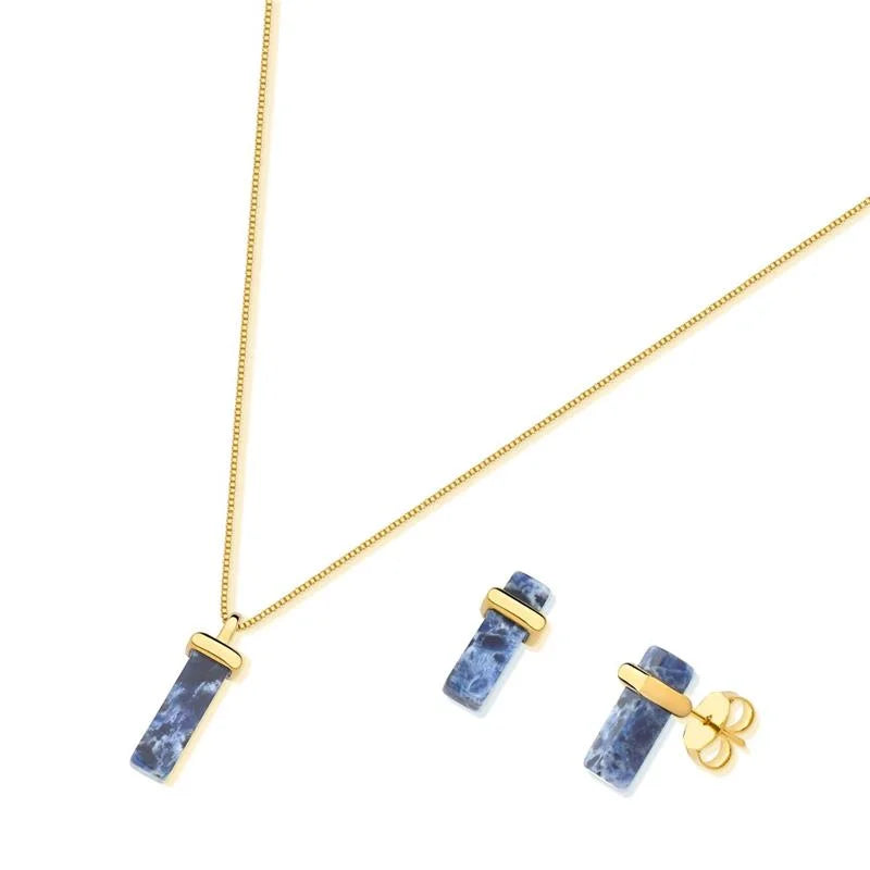 CONJUNTO COM PEDRA RETANGULAR CHAPA DOURADO