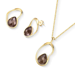 CONJUNTO FORMAS DOURADO FACETADO PEROLADO ACQUA LUNA