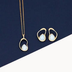 CONJUNTO FORMAS DOURADO FACETADO PEROLADO ACQUA LUNA