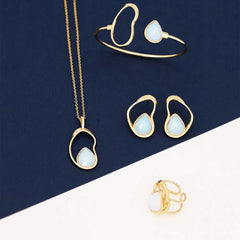 CONJUNTO FORMAS DOURADO FACETADO PEROLADO ACQUA LUNA