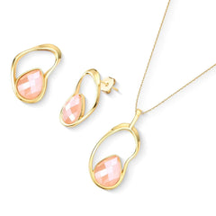 CONJUNTO FORMAS DOURADO FACETADO PEROLADO ACQUA LUNA