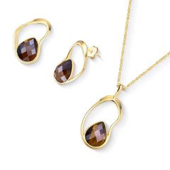 CONJUNTO FORMAS DOURADO FACETADO PEROLADO ACQUA LUNA