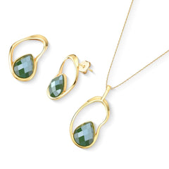 CONJUNTO FORMAS DOURADO FACETADO PEROLADO ACQUA LUNA