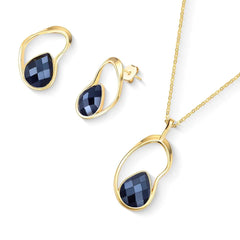 CONJUNTO FORMAS DOURADO FACETADO PEROLADO ACQUA LUNA