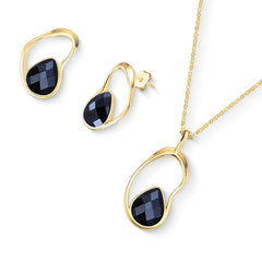 CONJUNTO FORMAS DOURADO FACETADO PEROLADO ACQUA LUNA