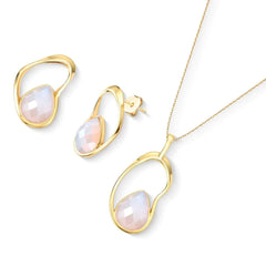 CONJUNTO FORMAS DOURADO FACETADO PEROLADO ACQUA LUNA