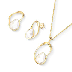 CONJUNTO FORMAS DOURADO FACETADO PEROLADO ACQUA LUNA