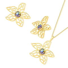 CONJUNTO DOURADO FLOR COLEÇÃO GARDEN PEDRAS DO MAR