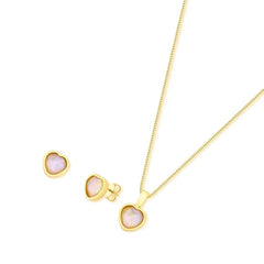 CONJUNTO MINI CORAÇÃO DOURADO PEDRAS DO MAR
