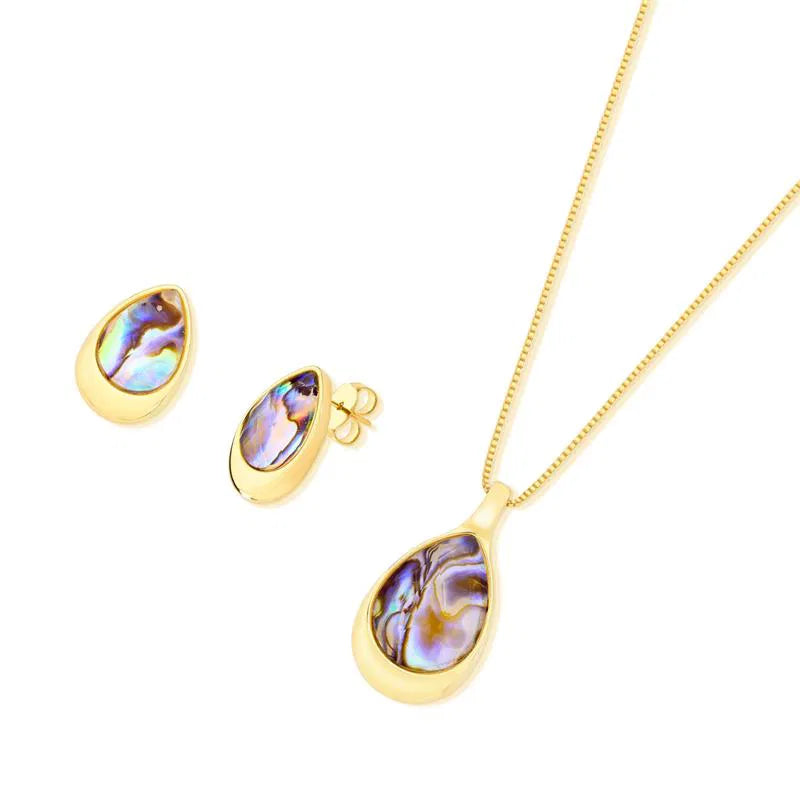 CONJUNTO DOURADO PEDRAS CONCHAS FACETADAS