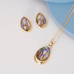 CONJUNTO DOURADO PEDRAS CONCHAS FACETADAS