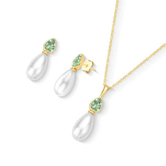 CONJUNTO DOURADO PÉROLA GOTA COM DETALHES FRAGMENTADOS