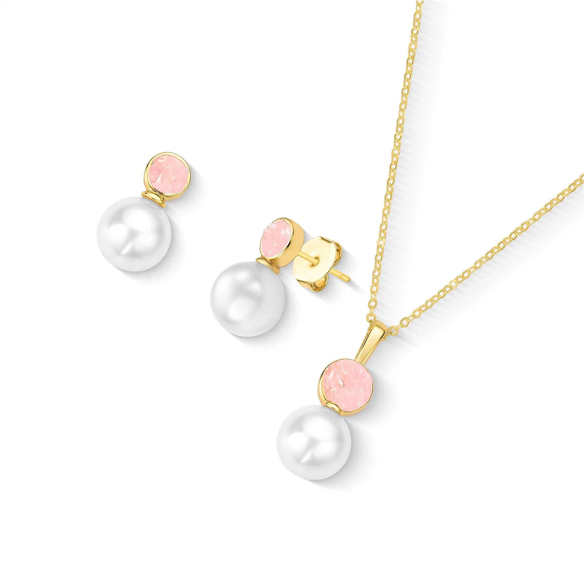 CONJUNTO DOURADO PÉROLA COM DETALHES FRAGMENTADOS