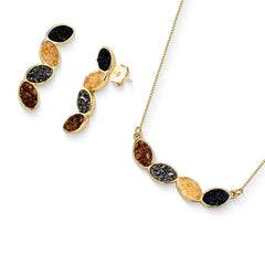 CONJUNTO DOURADO COM QUATRO PEDRAS FRAGMENTADAS