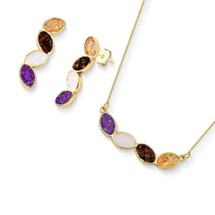 CONJUNTO DOURADO COM QUATRO PEDRAS FRAGMENTADAS