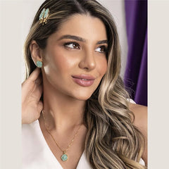 CONJUNTO VIVA DOURADO PEDRAS FRAGMENTADAS FORMATO REDONDO