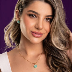 CONJUNTO VIVA DOURADO PEDRAS FRAGMENTADAS FORMATO REDONDO