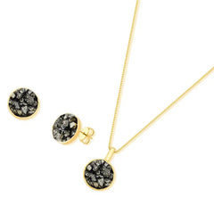 CONJUNTO VIVA DOURADO PEDRAS FRAGMENTADAS FORMATO REDONDO