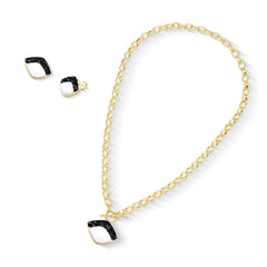 CONJUNTO AURA DOURADO FECHO FRONTAL COM PEDRA FRAGMENTADA