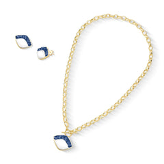 CONJUNTO AURA DOURADO FECHO FRONTAL COM PEDRA FRAGMENTADA