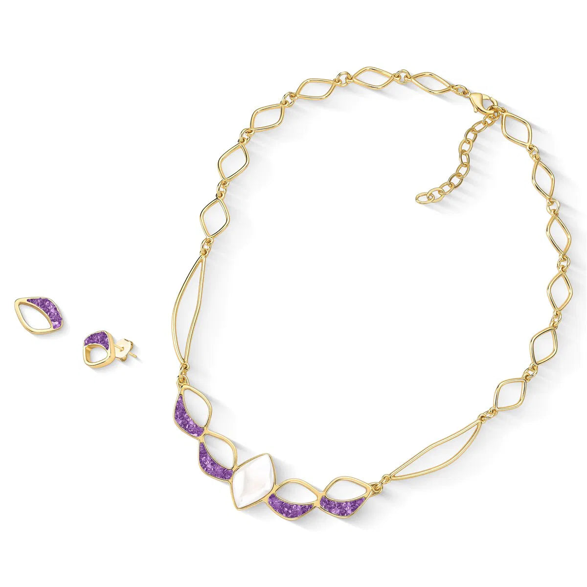 CONJUNTO AURA DOURADO COM PEDRA FRAGMENTADA