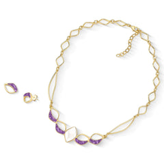 CONJUNTO AURA DOURADO COM PEDRA FRAGMENTADA